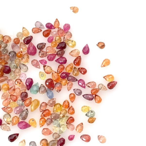 Natural Mixed Color Sapphire Drop Beads  2x4–3x5mm, High Quality Orange Red Blue Mixed Sapphire  Gemstone Drops Beads, Pack of 10 Loose Bead - Image 7