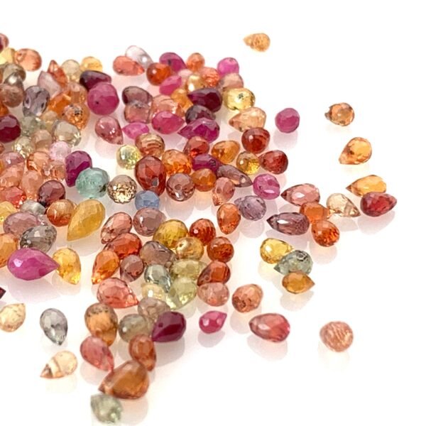 Natural Mixed Color Sapphire Drop Beads  2x4–3x5mm, High Quality Orange Red Blue Mixed Sapphire  Gemstone Drops Beads, Pack of 10 Loose Bead - Image 6