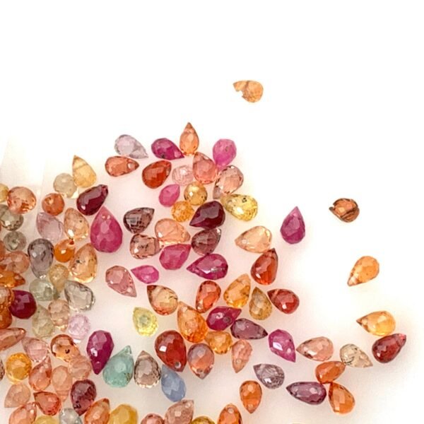 Natural Mixed Color Sapphire Drop Beads  2x4–3x5mm, High Quality Orange Red Blue Mixed Sapphire  Gemstone Drops Beads, Pack of 10 Loose Bead - Image 8