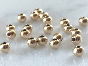 3mm 14k Gold Filled Smooth Round Beads – 1mm Hole – Pack of 50 – Spacer Beads for Jewelry Making - Gold Filled Spacer Beads - Jewelry Beads