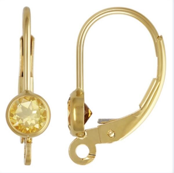 14k Gold Filled Leverback Earrings – 4mm Bezel Gemstones – Citrine, Blue Topaz, Amethyst, White Topaz, Garnet, Peridot – Sold by Pair - USA - Image 3
