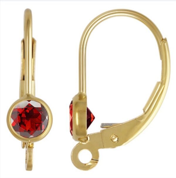 14k Gold Filled Leverback Earrings – 4mm Bezel Gemstones – Citrine, Blue Topaz, Amethyst, White Topaz, Garnet, Peridot – Sold by Pair - USA