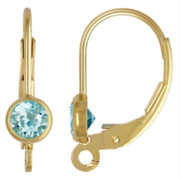 14k Gold Filled Leverback Earrings – 4mm Bezel Gemstones – Citrine, Blue Topaz, Amethyst, White Topaz, Garnet, Peridot – Sold by Pair - USA - Image 2