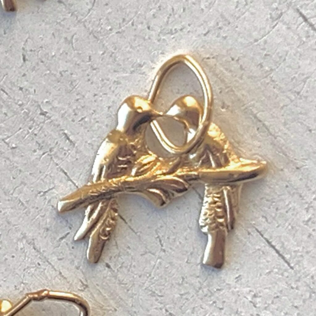 14K Gold-Filled Love Birds Charm – 9mm Small Bird Pendant with Jump Ring for Jewelry Making, Love Birds Pendant, 9mm Gold Charm