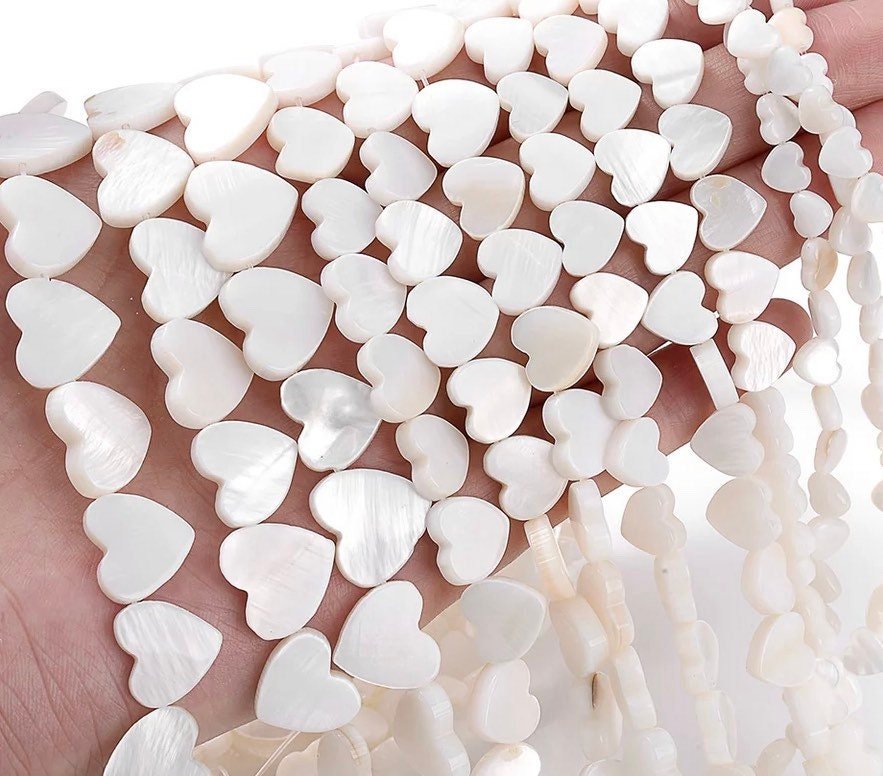 1 Strand 6,8mm Natural Mother of Pearl Shell Hearts for Jewelry Making, Seashell Heart Beads, Shell Beads DIY, Shell Bracelet Supplies