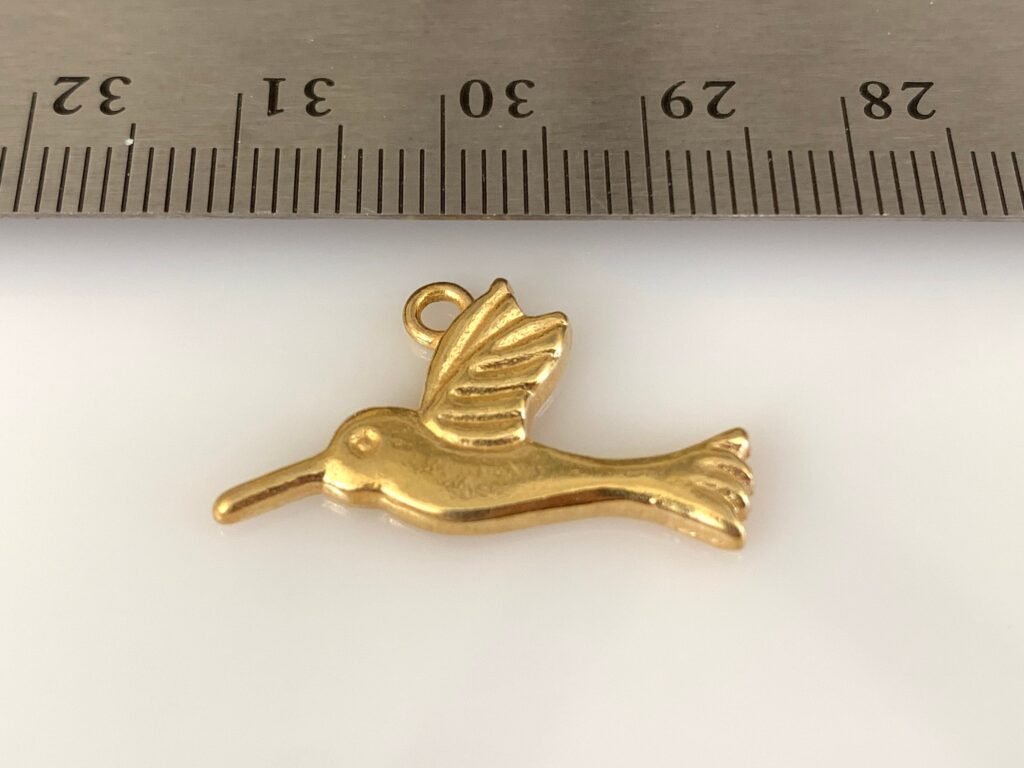 24k gold vermeil bird charm 13.56×24.05 mm, bird pendant