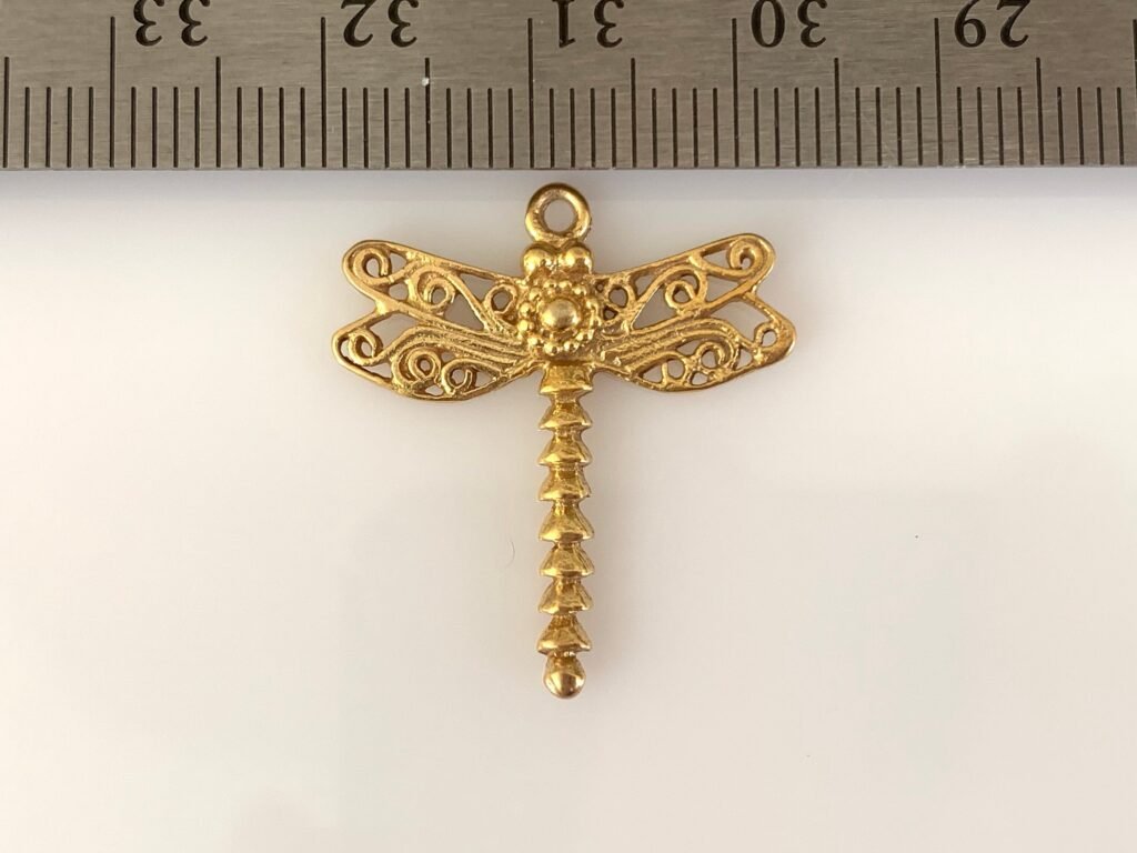 24K Gold Plated Sterling Silver Butterfly Charm – 2.6x25x23mm Nature-Inspired Pendant for Jewelry Making