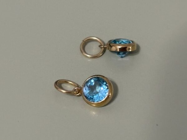 Handmade Natural Swiss Blue Topaz 6mm Charm – 14K Gold Filled – Dainty Gemstone Pendant – Sold by Piece – DIY Gold Jewelry Supply - Image 2