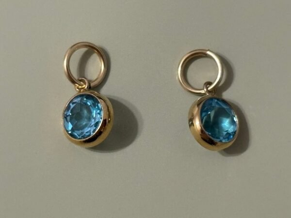 Handmade Natural Swiss Blue Topaz 6mm Charm – 14K Gold Filled – Dainty Gemstone Pendant – Sold by Piece – DIY Gold Jewelry Supply - Image 3