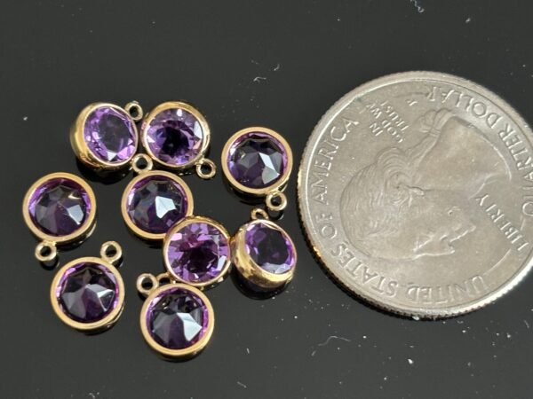14K Gold Filled Purple Amethyst Connector, 6mm Round Gemstone Link with 1 Ring, February Birthstone, Jewelry Making Supply, Jewelry Supply - Image 2