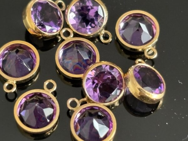 14K Gold Filled Purple Amethyst Connector, 6mm Round Gemstone Link with 1 Ring, February Birthstone, Jewelry Making Supply, Jewelry Supply - Image 3