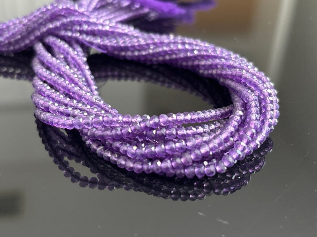 Natural Pink Purple Amethyst Beads – 3mm Faceted Round Gemstones – sold by 1 strand of 12 Inches – High Quality Beads for Jewelry Making
