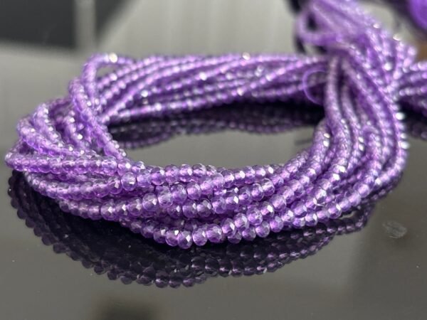 Natural Pink Purple Amethyst Beads – 3mm Faceted Round Gemstones – sold by 1 strand of 12 Inches – High Quality Beads for Jewelry Making - Image 2