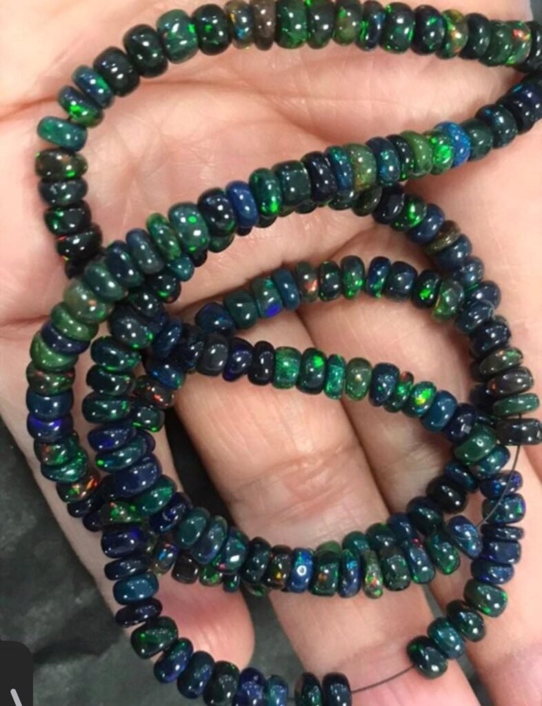 Natural Black Opal Smooth Rondelle Beads 3-4mm, Pack of 20, Genuine Gemstone for Jewelry Making, Genuine Gemstone Beads, Opal Bead Supplies