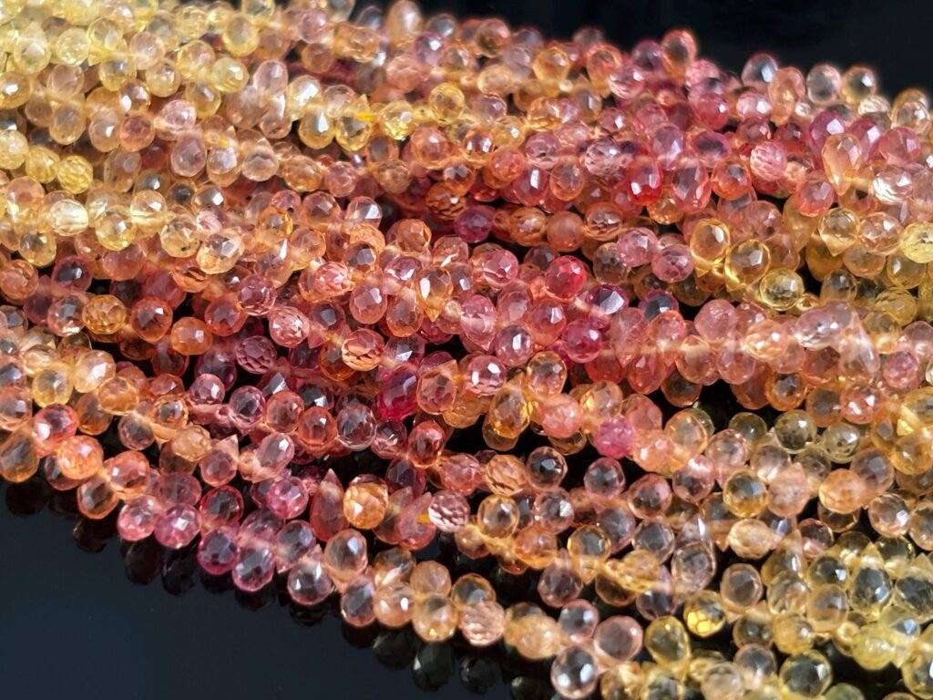 High Quality African Sapphire Briolette Drops, Micro Faceted Multi Color Gemstones 2×3 to 3x4mm, Multi Color Sapphire Beads, Sapphire Drops