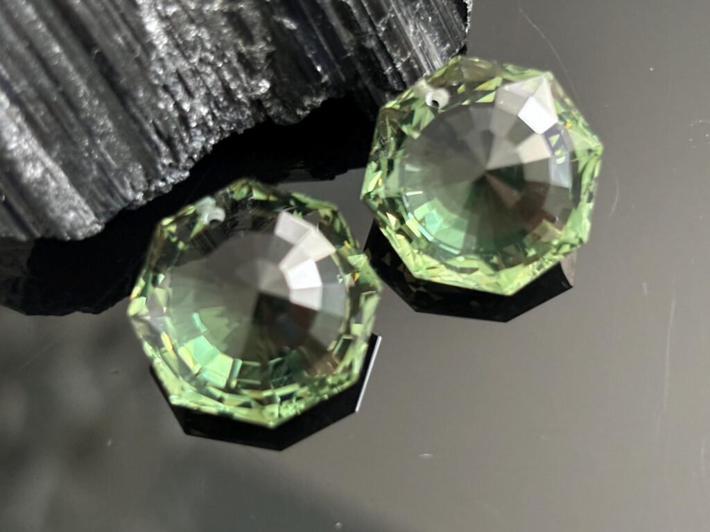 Green Amethyst Quartz Fancy Cut – 1mm Drilled Hole – Sold by Pair or Single – Faceted Gemstone for Jewelry Making