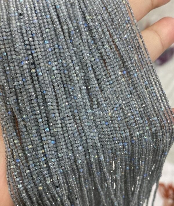 2-2.5mm Micro Faceted Labradorite Beads – Natural Gemstone Strand – 12" Beading Supply - Natural Round Gemstone - Micro Gemstone Bead - Image 2