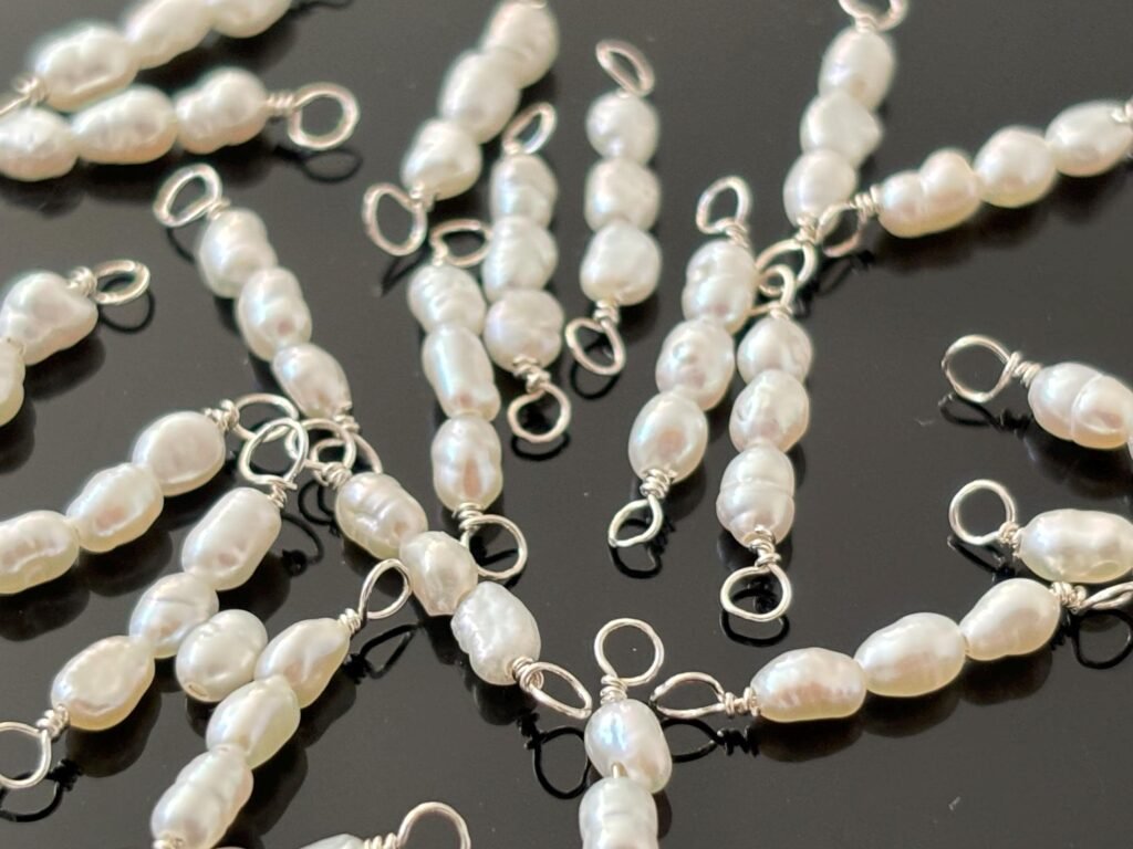 Genuine Freshwater Pearl Connectors,DIY Pearl Jewelry Findings, Sterling Silver Pearl Connectors, Handmade Silver Pearl Connector, Pack of 5