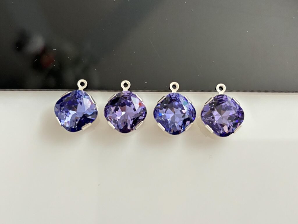 Sterling Silver Tanzanite Swarovski Crystal Drop, 12mm, Pack of 2, Faceted Pendant for Earrings and Necklaces, DIY Jewelry Making Supply
