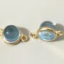 18K Yellow Gold Plated Sterling Silver 7mm Genuine Sky Blue Topaz Connector with 2 Rings | High-Quality Gemstone Jewelry Link. Pack of 2