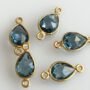 18K Yellow Gold Plated Sterling Silver Genuine London Blue Topaz Faceted Pear Connector, December Birthstone Jewelry, Healing Gemstones
