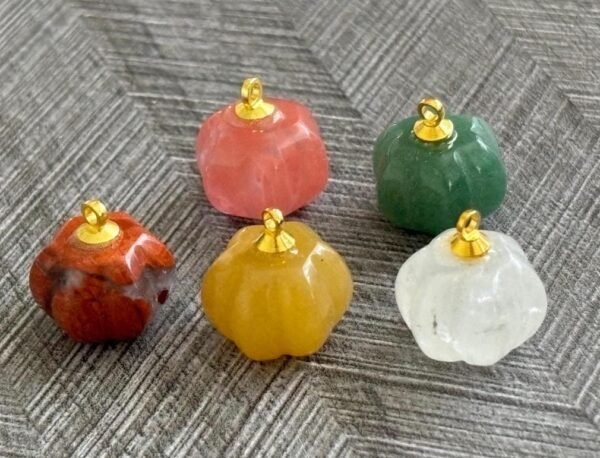 Gold Plated Mixed Gemstone Teardrop Charms – 18x20mm Amethyst, Moonstone, Quartz – Pack of 5 - Natural Gemstone Charms - Image 6