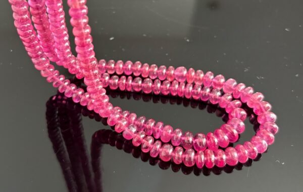 Natural Pink Sapphire Smooth Rondelle Beads 4–6mm 35” Long 2 Strand Lot, Gemstone Beads for Jewelry Making, Pink sapphire wholesale beads - Image 2