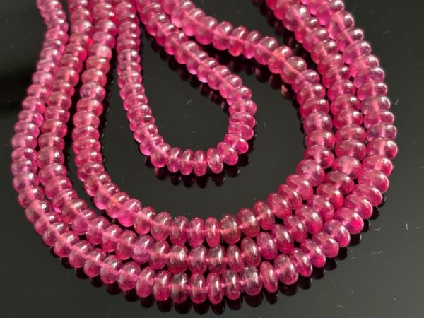 Natural Pink Sapphire Smooth Rondelle Beads 4–6mm 35” Long 2 Strand Lot, Gemstone Beads for Jewelry Making, Pink sapphire wholesale beads - Image 3