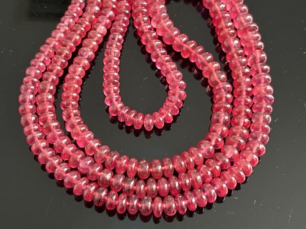 Natural Pink Sapphire Smooth Rondelle Beads 4–6mm 35” Long 2 Strand Lot, Gemstone Beads for Jewelry Making, Pink sapphire wholesale beads - Image 4