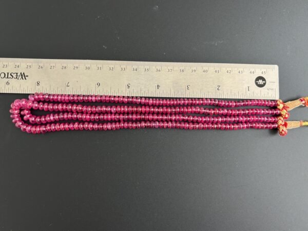 Natural Pink Sapphire Smooth Rondelle Beads 4–6mm 35” Long 2 Strand Lot, Gemstone Beads for Jewelry Making, Pink sapphire wholesale beads - Image 6