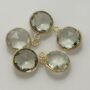 Green Amethyst Bezel Connector, 18K Gold Plated Over Sterling Silver, Gemstone Jewelry Finding, Gold Plated Connector Link, Gemstone Bezel