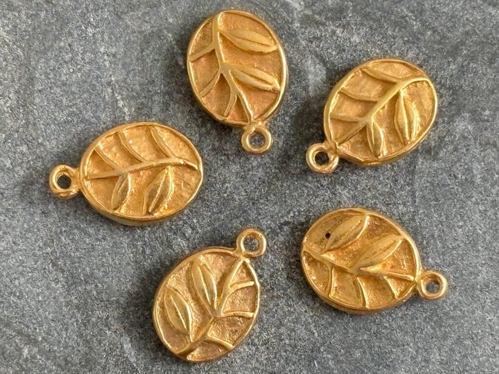 Sterling silver oxidized/vermeil charms 12×8 mm (with ring)