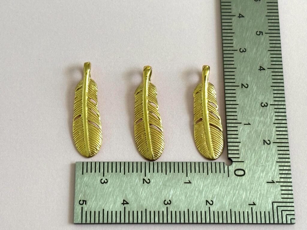 Gold Vermeil Leaf Charm 24×7.5mm | 18k Gold Over Sterling Silver | Delicate Leaf Pendant | Sold by Piece | DIY Jewelry Supplies