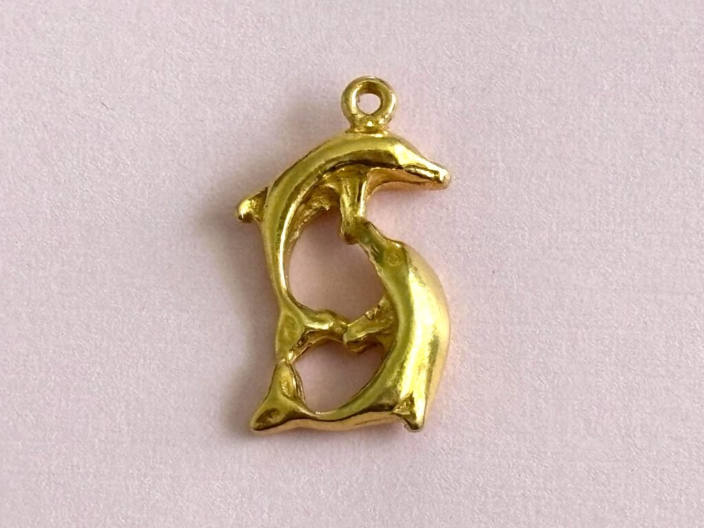 Gold Vermeil Dolphin Charms 19.7x15mm – Sea Life Animal Pendants – Ocean Jewelry Making Supplies – Beach Theme Charms – Animal Charms