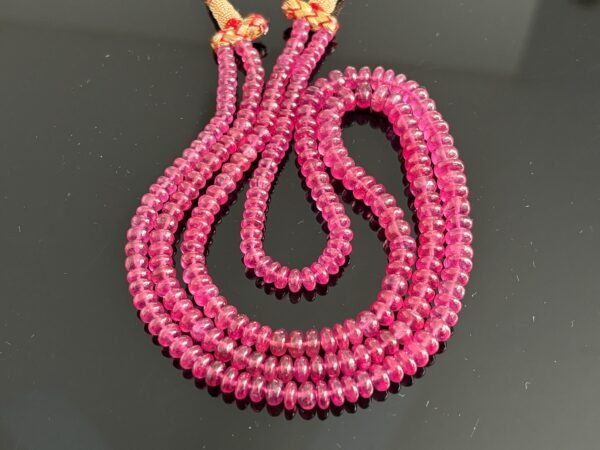 Natural Pink Sapphire Smooth Rondelle Beads 4–6mm 35” Long 2 Strand Lot, Gemstone Beads for Jewelry Making, Pink sapphire wholesale beads - Image 5