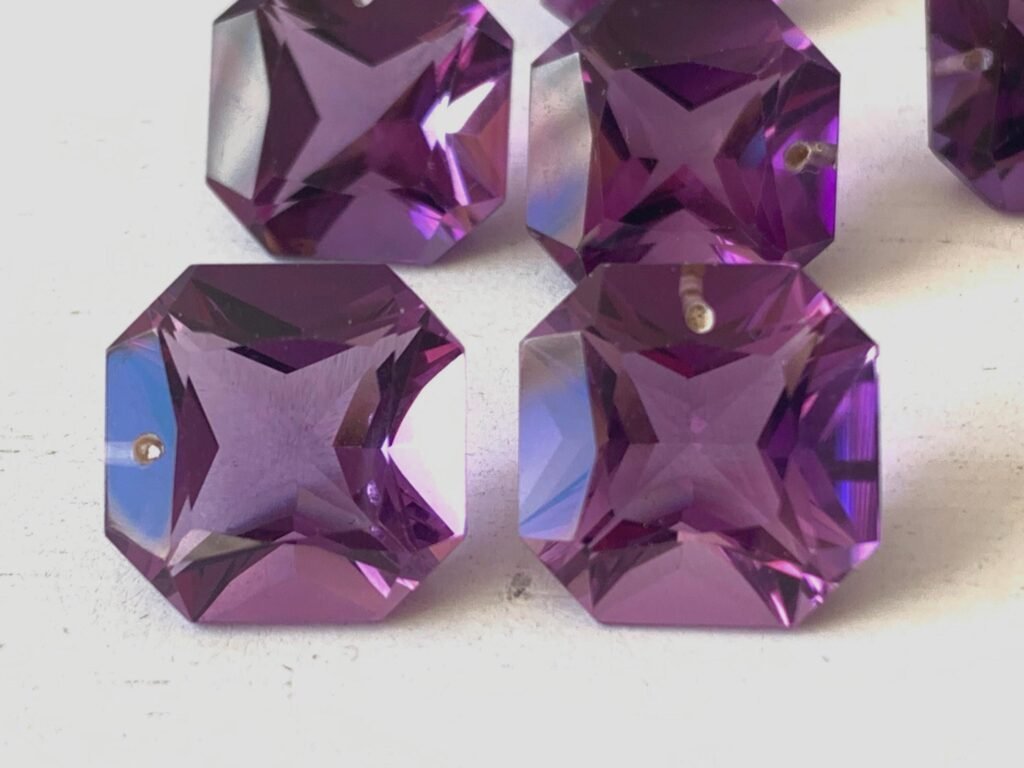 14x14mm Genuine Amethyst Pair – Emerald Cut – Premium Purple Gemstones for Handmade Earrings or Gifts – February Birthstone, Amethyst Supply