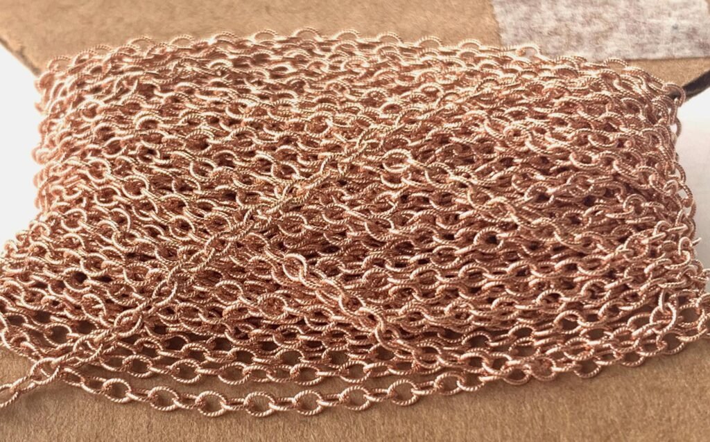 4k Rose Gold Filled Flat Cable Chain – 1.8–2mm Knurled Link – Sold by Foot – Jewelry Making Supply – Rose Gold Filled Chain – Knurled Chain