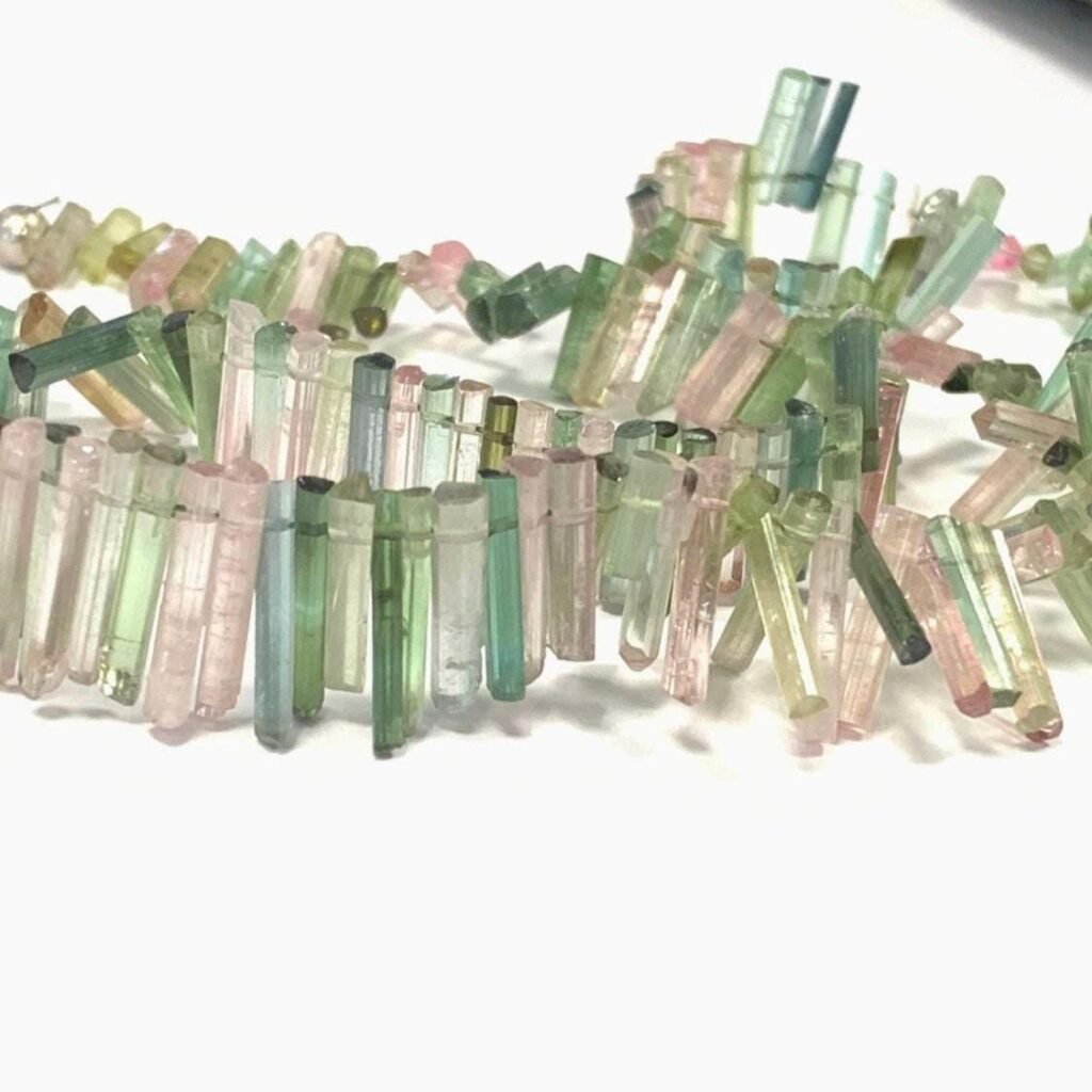 Rare Genuine Multi-Color Faceted Tourmaline Crystal Strand | 7-20mm | 16 Inches | Natural Gemstone Jewelry Making | Pink Tourmaline |
