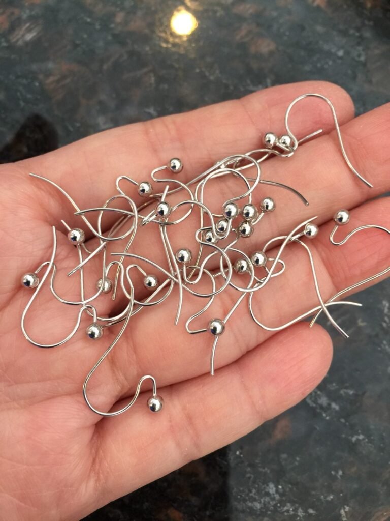Solid White Gold 14K Ear Wires – Earring Findings with 3mm Ball – Sold by Pair – Fine Gold supply – Solid Gold Earring Finding – Made in USA